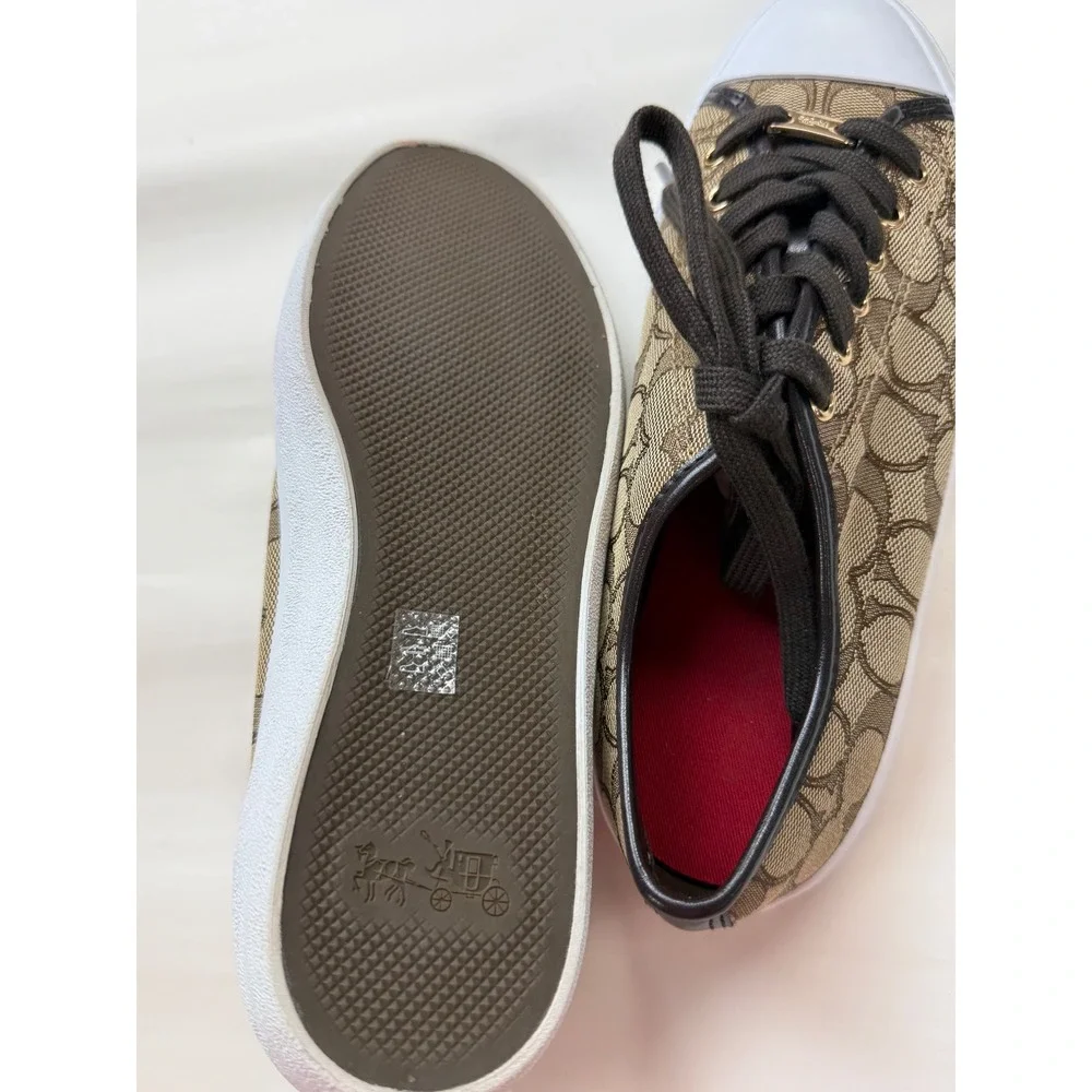 Coach Empire Signature Canvas Sneakers Brown Canvas Sz 8.5